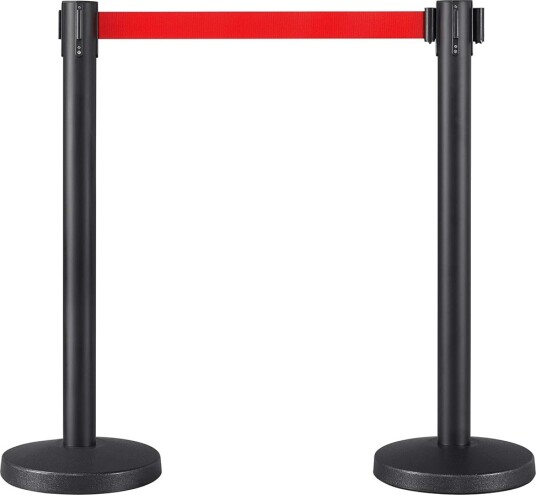 Avsperringsstolper med uttrekkbar stropp - Svart/Röd / / köstolpar / barrieresystem