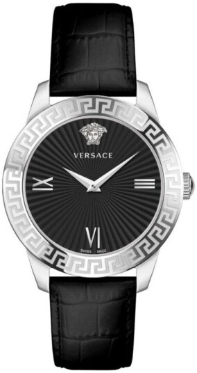 Versace Dameklokke VEVC00821 Greca Sort/Lær Ø38 mm Versace Dameklokke VEVC00821 Greca Sort/Lær Ø38 mm