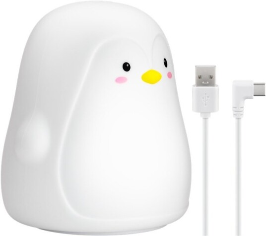 Goobay LED-nattlampa "Pingvin" varmvitt ljus och 7 färgskiftningar (RGB-ljus), med 3 ljuslägen, beröringssensor och Li-ion-batteri (3,7 V/1200 mAh), tillverkat av mjukt silikon Goobay LED-nattlampa "Pingvin" varmvitt ljus och 7 färgskiftningar (RGB-ljus), med 3 ljuslägen, beröringssensor och Li-ion-batteri (3,7 V/1200 mAh), tillverkat av mjukt silikon