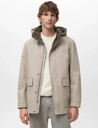 Mango Parka With Detachable Inner Hood Beige XL Mango Parka With Detachable Inner Hood Beige XL