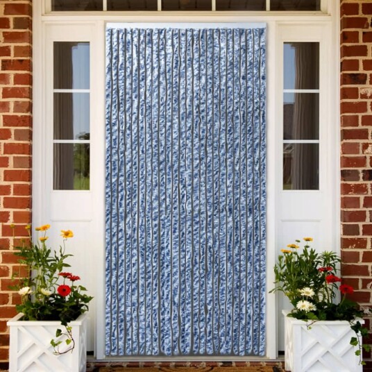 Insektgardin 100x220 cm blå hvit og sølv