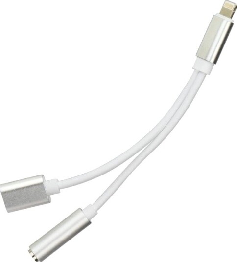Usb-Adapter Partner Tele.Com Lightning - 3,5 Mm Jack + Lightning - Sølv (5901737400680)