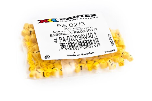 Partex PA02401/3 Kabelmerking tall Ø1,3 3 mm 200 pakk 3 Stikkontakter & kabler