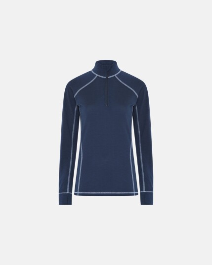 Dovre Women Langermet t skjorte 'Half Zip' 100% merino ull navy