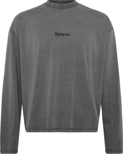 Replay Long Sleeved T Shirt Over   GREY   XL