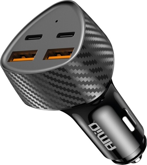 Amio 50W Bil Lader med 2xUSB A og 2xUSB C Svart