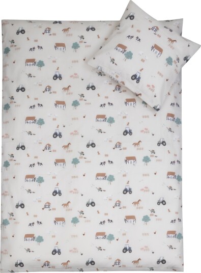 Nordstrand Home Sengetøy med dyr   100% bomull   Baby sengetøy 70x100 cm   Bondegårdmotiv