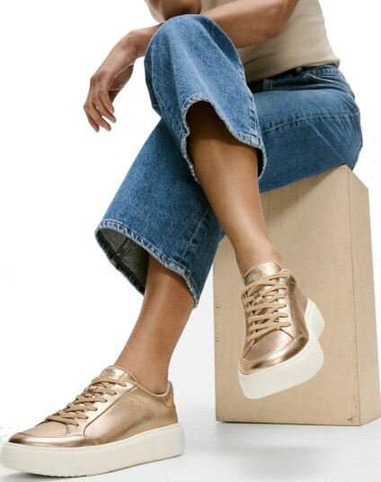 FitFlop Rtg Metallic Leather Sneakers Gold 42