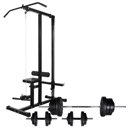 Treningstårn med vektstangog manualsett 60,5 kg Treningstårn med vektstangog manualsett 60,5 kg
