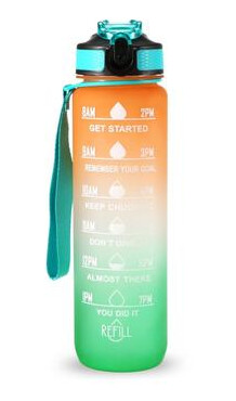 1 liter sportsvannflaske med tidsmarkør Vannkanne Lekkasjesikker vannkoker for kontor skole og camping BPA-fri oransje/grønn 1 liter sportsvannflaske med tidsmarkør Vannkanne Lekkasjesikker vannkoker for kontor skole og camping BPA-fri oransje/grønn