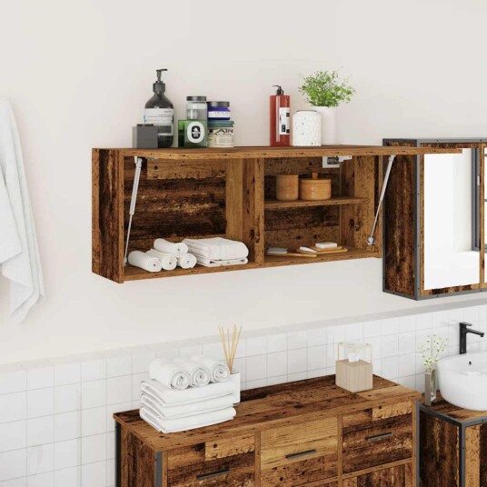 Veggskap til baderom gammelt tre 100x25x40 cm konstruert tre Veggskap til baderom gammelt tre 100x25x40 cm konstruert tre