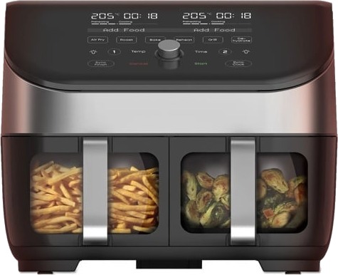 Instant Vortex 8 Plus Dual Airfryer XXL med Clearcook Svart Rustfritt Stål