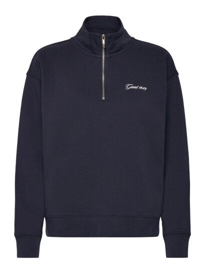 GANT Script Half Zip Sweat - Navy - XS