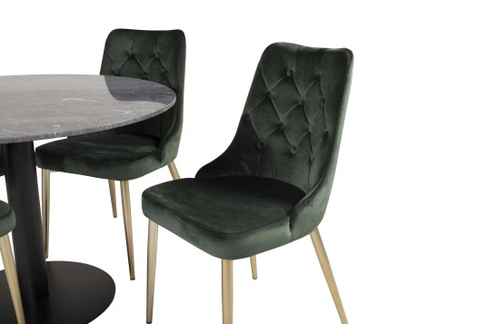 Venture Design Estelle & Velvet spisegruppe Svart/grønn 4 st stoler & bord 106 cm