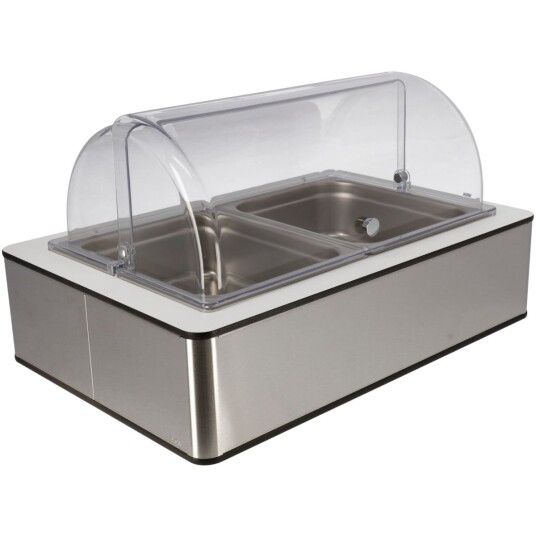 VEGA Buffetsystem komplett Fundale hvit 10 cm rustfritt stål 2 x GN 1/2; Størrelse GN 1/1, 57x36.5x27.4 cm (LxBxH); Valnøtt/Transparent/Stålgrå; Rektangulær