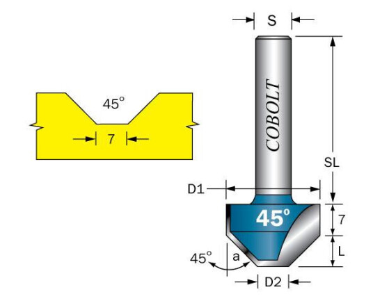 Cobolt 209-450 Fasefres D1=21 D2=7 Maskintilbehør & forbruk