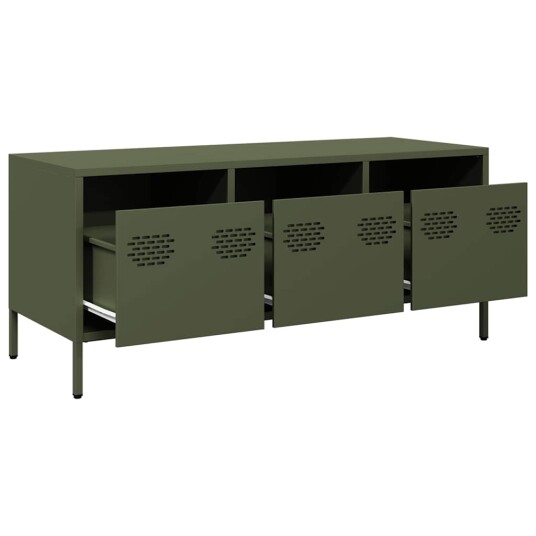 TV-benk olivengrønn 101,5x39x43,5 cm kaldvalset stål 8721102929878