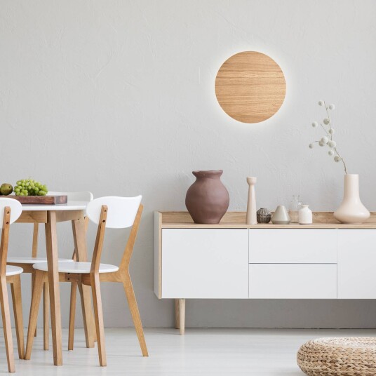 Envostar vegglampe Rito lyst treverk Ø 30 cm