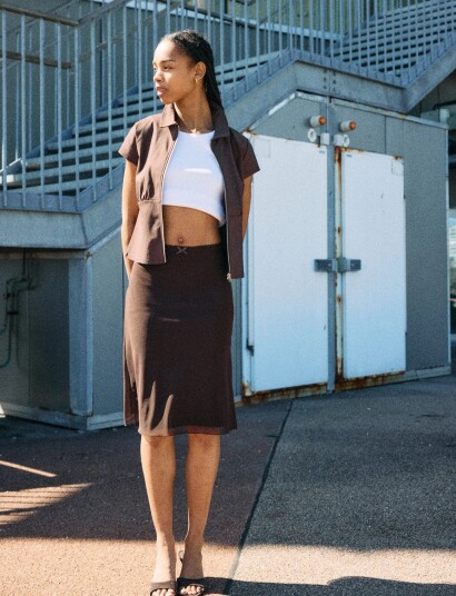 NOISY MAY Nmjudith Lw Mesh Skirt   Brown   L