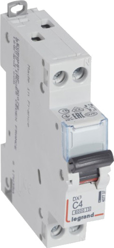 Legrand Automatsikring DX3 C 4A 1P+N, 1M, 6/10kA