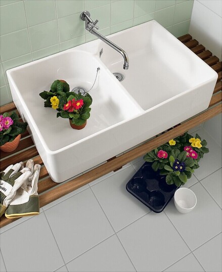 V&B O.novo Dobbel utslagskum i porselen 795x500 mm, Hvit m/Ceramic Plus V&B O.novo Dobbel utslagskum i porselen 795x500 mm, Hvit m/Ceramic Plus