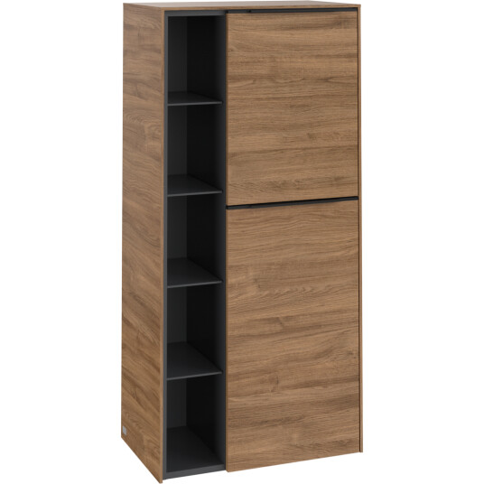 VILLEROY & BOCH SUBWAY 3.0 SIDESKAP 57X120 HØYRE KANSAS OAK HÅNDTAK I VOLCANO BLACK