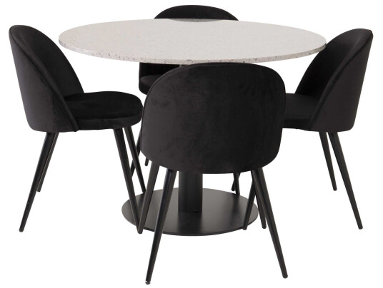 Venture Design Razzia & Velvet spisegruppe Grå/svart 4 st stoler & bord 106 cm