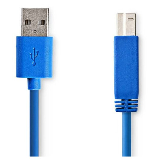 Nedis USB-kabel | USB 3.2 Gen 1 | USB-A Han | USB-B Han | 5 Gbps | Nikkel belagt | 3.00 m | Rund | PVC | Blå | Konvolutt
