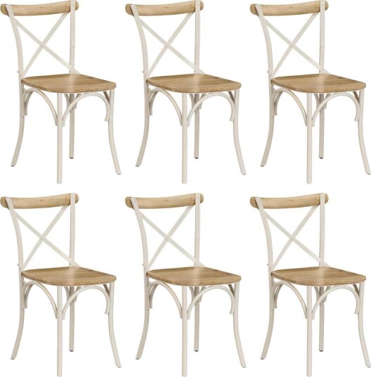 vidaXL Krysstoler 6 stk hvit heltre mango