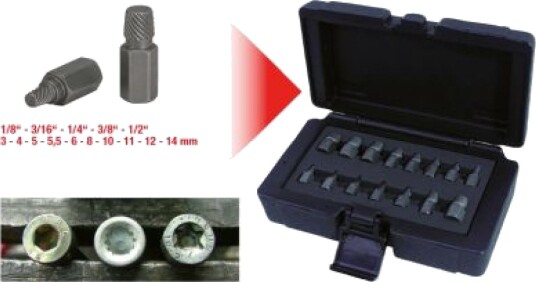 Ks Tools Spiral Skrue- og Boltuttrekkersett 15 Deler