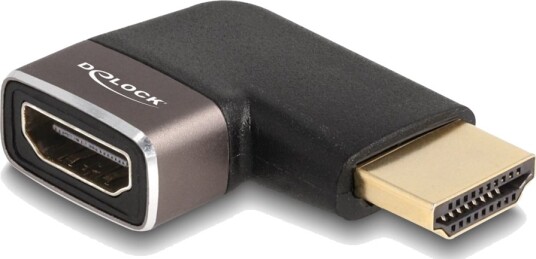 Delock High Speed Hdmi Adapter Med Ethernet Hdmi Hann Til Hdmi Hunn Venstre Vinklet Svart/Grå 8 K 60 Hz 7680 X 4320 Støtte
