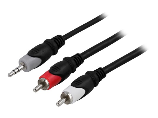 Deltaco 2 m Lydkabel 3.5mm til RCA - Svart Deltaco 2 m Lydkabel 3.5mm til RCA - Svart