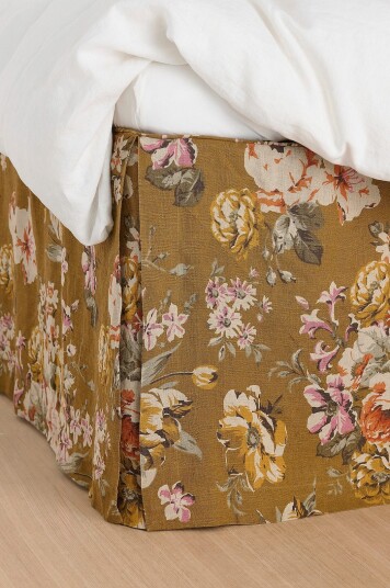 Ellos Home   Sengekappe Candice Rose i vasket lin 52 cm   Grønn