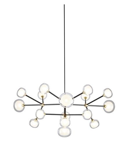 TOOY Nabila 552.16 Taklampe Matt Sort/ Børstet Messing med Klar Glass