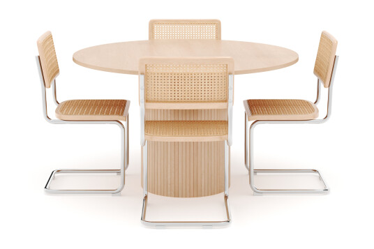 Scandinavian Choice Kopparbo Spisebord Rundt 130 cm med 4 stk Build Matstkolar Beige