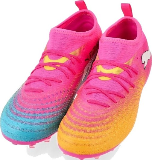 PUMA Future 9 Match MG Showtime Poison Pink/Solstrøm/Bright Aqua/PUMA White Barn Multi Ground (MG) størrelse 30
