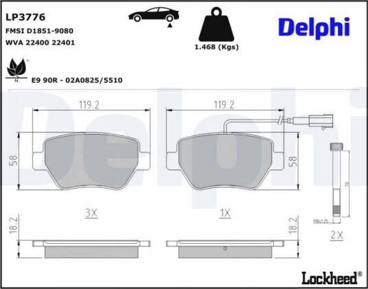 Bremseklosser DELPHI LP3776 Bremseklosser DELPHI LP3776