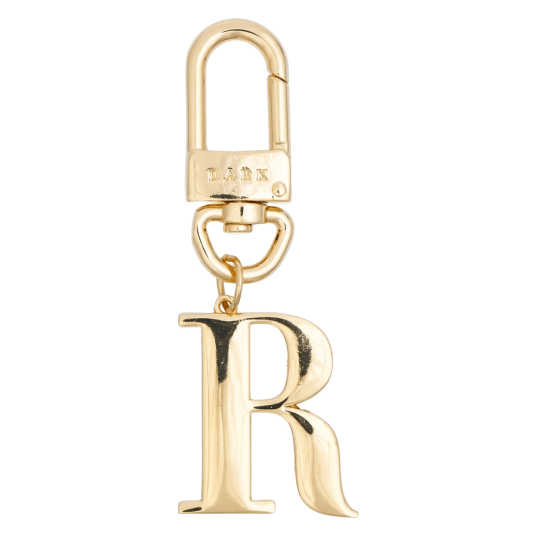 Dark Metal Letter Bag Charm Letter R Gold