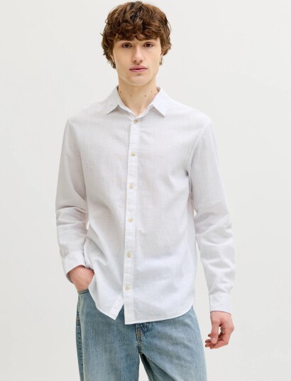 Jack & Jones Jjesummer Linen Blend Shirt L/S Sn White S
