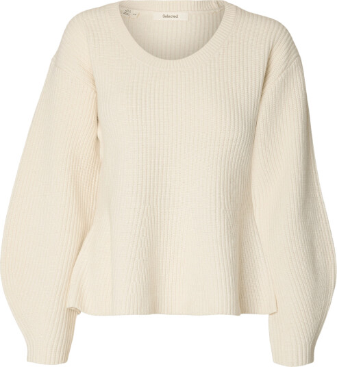 Selected Slwellie Ls Shaped Knit U Neck Cream XS Selected Slwellie Ls Shaped Knit U Neck Cream XS
