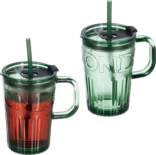 Sett med 2 drikkeglass med håndtak