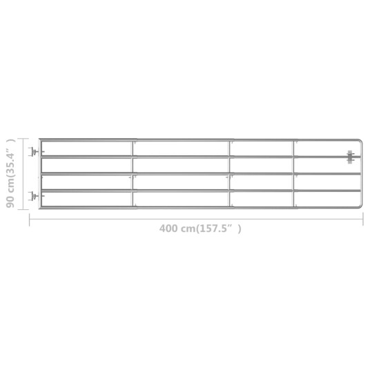 vidaXL 5 Jordeport stål 150 400x90 cm sølv