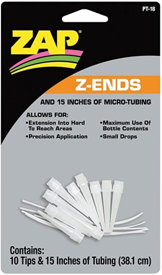 Zap PT18 Z-End Extened Glue-tips + teflon tubing 10