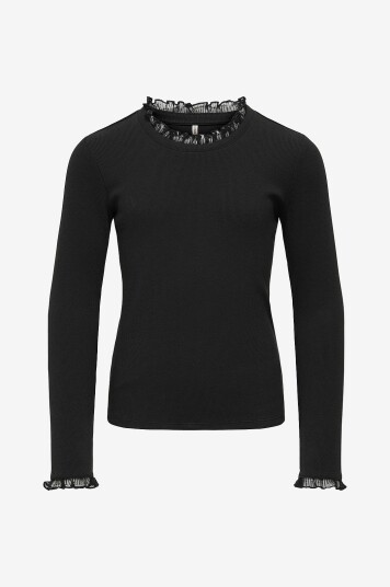 kids ONLY Black Kogleslie L/S Lace Mix Topp Jrs 146 152