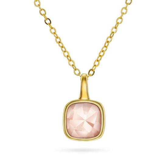 Smykke i 925 forgylt sølv med rosa opal