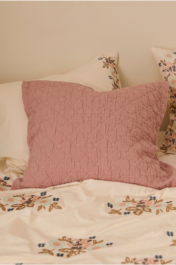 Ellos Home Putetrekk Thelma Check i bomull 50x50 cm Brun