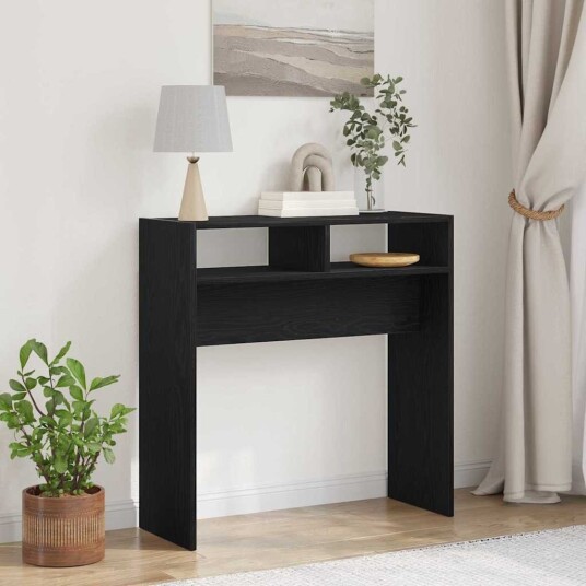  Svart Eik Konsollbord 78x30x80 cm Laget av konstruert tre