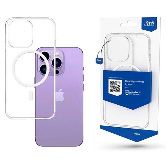 3Mk Mag Cover iPhone 15 Pro Gjennomsiktig TPU Kompatibel med MagSafe