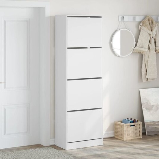 Skoskap med 4 vippeskuffer hvit 60x34x187,5 cm 8721012385658