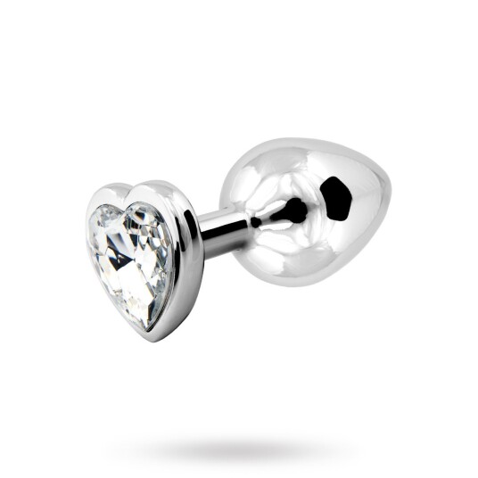 Vuxen Loving Heart Medium Plug Silver/Clear